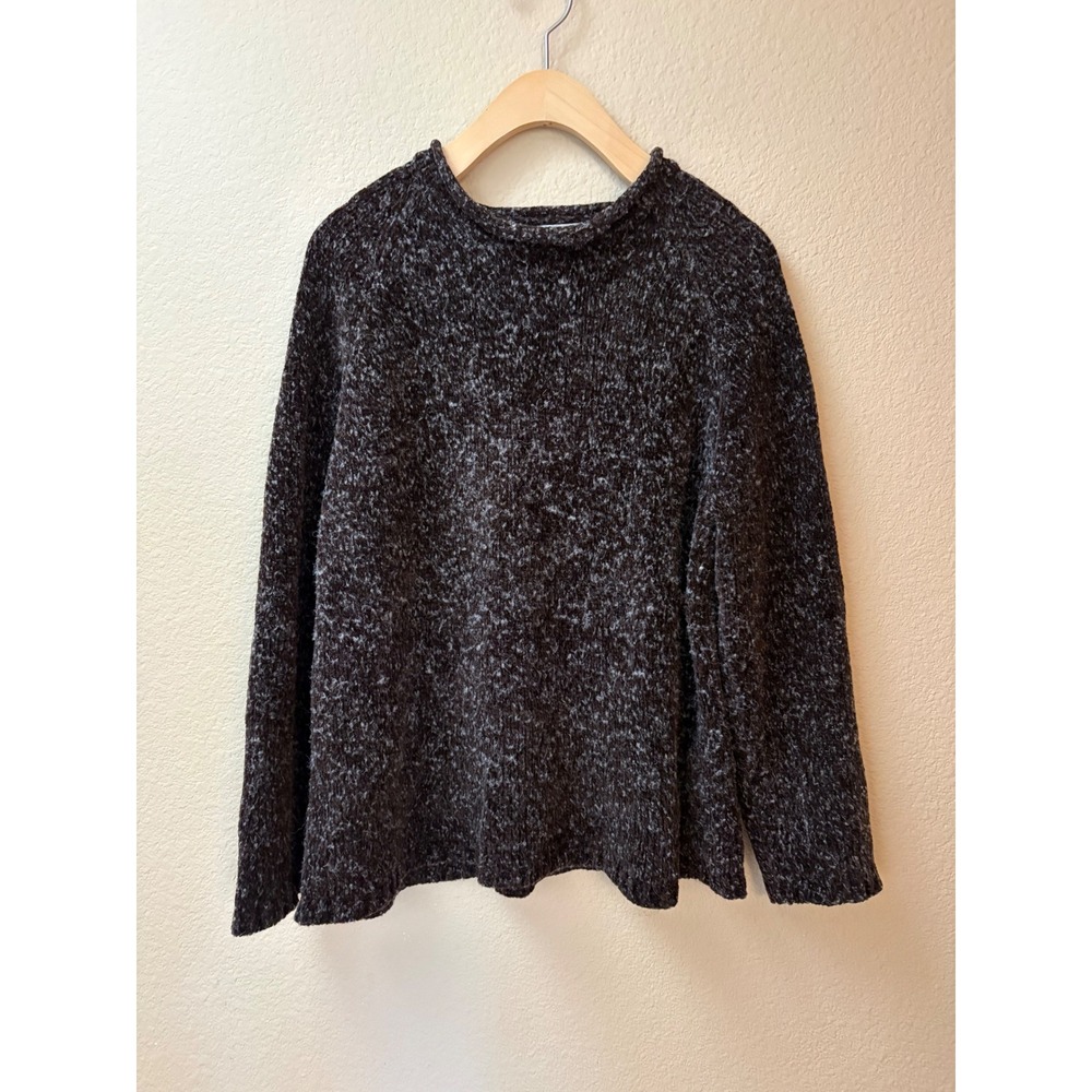 Carolyn Taylor Essentials Brown Marled Knit Boucle Mock Neck Sweater Classic L